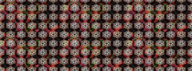 Renkli Yaz Temalı eskiz kalıbı. Siyah ve kahverengi renkte çiçekler. Düz Çiçek Elementleri Tasarımı. Sevimli çiçek raster deseni.