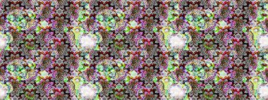 Raster Güzel kumaş deseni. Raster suluboya çiçek deseni, narin çiçekler, gri ve nötr çiçekler, tebrik kartı şablonu.