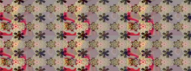 Düz Çiçek Elementleri Tasarımı. Raster illüstrasyonu. Renkli Bahar Teması eskiz kalıbı. Taslak desenli, modaya uygun kumaş deseni. Şirin çiçek elementleri..