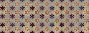 Gri ve bej renkli yaz çiçekleri. Çiçekli karalama şeklinde Raster çiçek deseni. Raster illüstrasyonu.