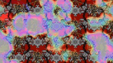 Çiçek duvar kağıdı. Tarafsız ve gri renklerde. Raster illüstrasyonu. Hint süsü. Çizim kalıbı. Renkli süs kenarı.