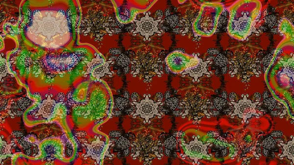 Kırmızı ve kahverengi renkte çiçekler. Raster illüstrasyonunda çiçek deseni çizimi.