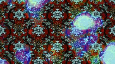 Tekrar eden çiçek arkaplanı, zarif mavi ve kahverengi çiçek duvar kağıdı. Mavi ve kahverengi renkler üzerine çiçek desenli çizimler, el yapımı papatyalar, papatyalar..