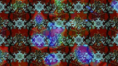 Raster illüstrasyonu. Tropik çiçek desenleri. Kahverengi ve kırmızı renkte çiçekler.