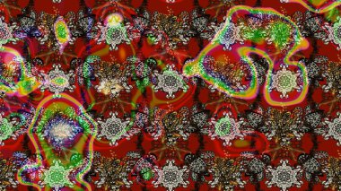 Çiçekli karalama şeklinde Raster çiçek deseni. Kahverengi ve kırmızı renkte çiçekler. Nazik, narin çiçek arkaplanı.