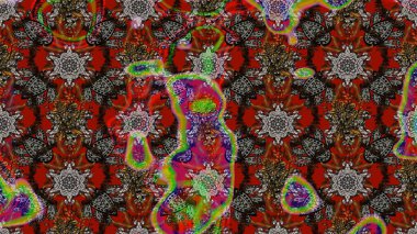 Raster illüstrasyonundaki çiçek desenli çizim. Gri ve kahverengi renkte çiçekler.