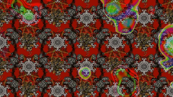 Raster deseni. Yumuşak, bahar çiçekleri kahverengi ve gri renklerde. Raster illüstrasyonu. Patlayan çiçekler soyut yerleştirilmiş.