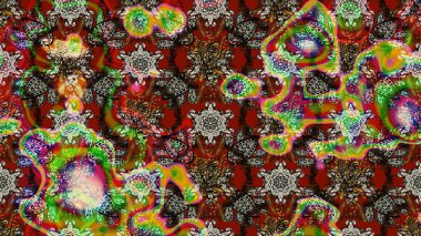 Raster illüstrasyonu. Kahverengi ve kırmızı renkte kahverengi ve kırmızı papatya deseni. Kahverengi ve kırmızı renklerde.