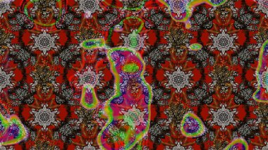 Raster illüstrasyonundaki çiçek desenli çizim. Gri ve kahverengi renkte çiçekler.