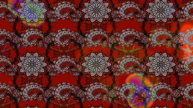 Kahverengi ve kırmızı renkte güzel çiçekler, suluboya desenli, duvar kağıdı, kart ya da kumaş için fayanslı eskizler. Raster..