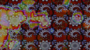 Raster illüstrasyonu. Chichi 'nin kumaş kalıbını çiz. Düz Çiçek Elementleri Tasarımı. Çiçek deseni. Renkli Bahar Teması çizim şablonu.