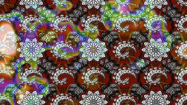 Kahverengi ve gri renkli şirin tekstil tarzında. Çiçek arkaplan. Renkli çizim kalıbı. Çiçek duvar kâğıdı. Raster illüstrasyonu.