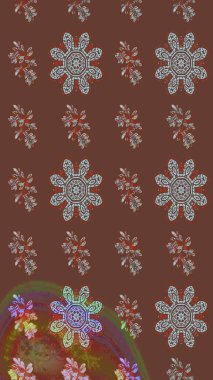 Gri ve kahverengi renkli çiçekler. Düz Çiçek Elementleri Tasarımı. Çiçekli çizim şekli. Renkli Bahar Teması çizim şablonu.