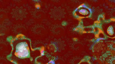 Çiçek desenli eskiz. Gömlek baskısı için çiçek boyası. Kahverengi ve kırmızı renkte çiçekler.