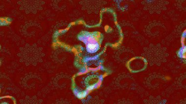 Raster illüstrasyonu. Küçük çiçekli yay deseni çiz. Suluboya tarzında kahverengi ve kırmızı renkler üzerine.