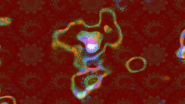 Raster illüstrasyonu. Küçük çiçekli yay deseni çiz. Suluboya tarzında kahverengi ve kırmızı renkler üzerine.