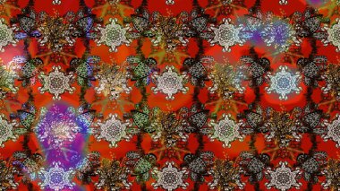 Raster illüstrasyonu. Çizim çiçek deseni duvar kâğıdı olarak kullanılabilir. Kırmızı ve kahverengi renkte çiçekler.