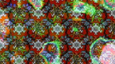 Elle çizilmiş çiçek desenli Raster çizimi. Tekstil, kumaş, ambalaj, hatıra defteri için hoş bir çiçek arkaplanı. Yeşil ve kahverengi arka planda. Çocuksu tasarım.