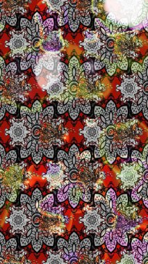 Raster Güzel kumaş deseni. Çiçek arkaplan ile soyut zarafet çizim deseni.