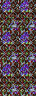 Renkli Yaz Temalı eskiz kalıbı. Raster illüstrasyonundaki çiçek desenli çizim. Kahverengi ve kırmızı renkte çiçekler. Düz Çiçek Elementleri Tasarımı.