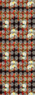 Raster Çiçek İllüstrasyonu güzel tekstil. Tarafsız ve kahverengi renkte etnik çiçeklerle süslenmiş zarif eskiz deseni.