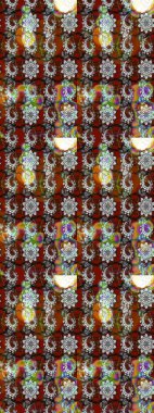 Vadinin çiçekleri kahverengi ve gri renklerde. Çiçeksel çizim kalıbının çizimi.