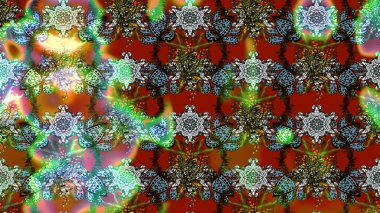 Raster deseni. Yeşil ve kahverengi renklerde. Küçük çiçekteki sevimli çiçek deseni. Soyut çiçek çizim kalıbı arka planı. Raster illüstrasyonu.