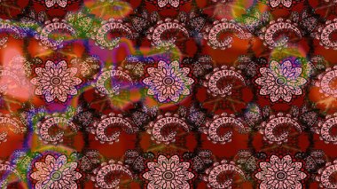 Pembe ve kahverengi renkte çiçekler. Düz Çiçek Elementleri Tasarımı. Raster Illustrasyon 'daki Çiçek Deseni' nin son moda çizimi. Renkli Yaz Teması çizim şablonu.