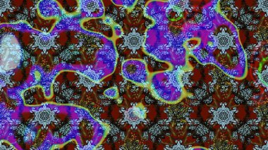 Yumuşak, bahar çiçekleri kahverengi ve mavi renklerde. Patlayan çiçekler soyut olarak yerleştirilmiş. Raster deseni. Raster illüstrasyonu.