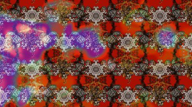 Etnik Mandala süsü. Raster Henna dövme stili. Tekstil, tebrik kartı, boyama kitabı, telefon kılıfı baskısı için kullanılabilir. Hint çiçekli desenli şal desenli..