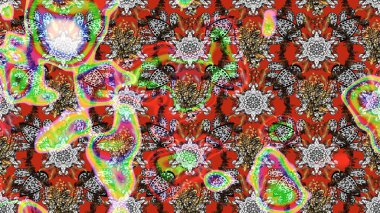 Düz Çiçek Elementleri Tasarımı. Raster. Renkli Bahar Teması çizim şablonu.