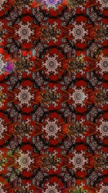 Çiçek kolajı. Küçük çiçekte güzel bir desen var. - Kahverengi ve kırmızı çiçekler. Doğa. Raster deseni. Çiçek arkaplan. Çiçek bileşimi.