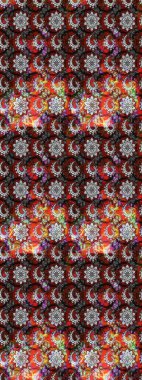 Kabile sanatı boho baskısı, klasik çiçek arkaplanı. Arkaplan dokusu, duvar kağıdı, gri ve kırmızı renkli çiçek teması. Soyut etnik raster çizim kalıbı.