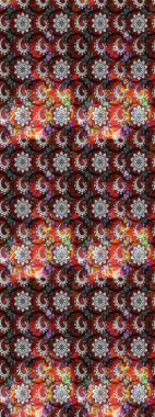 Kabile sanatı boho baskısı, klasik çiçek arkaplanı. Arkaplan dokusu, duvar kağıdı, gri ve kırmızı renkli çiçek teması. Soyut etnik raster çizim kalıbı.