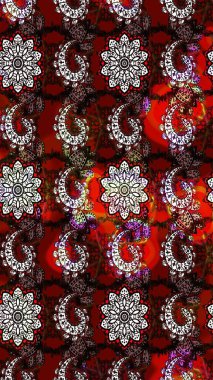 Kahverengi ve kırmızı renkte çiçekli çiçek deseni. Suluboya tarzında kahverengi ve kırmızı renkte çiçekler.