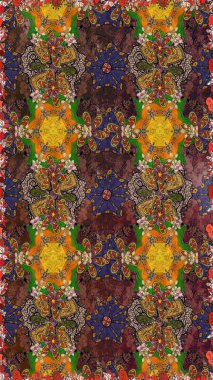 Yaz çiçekleri teması. Suluboya resim taklit Raster çizimi. Klasik çiçekler. El çizimi, soyut ve süslü elementler. Kahverengi ve yeşil renkler.