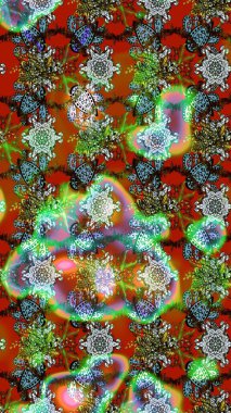 Kahverengi ve yeşil renkli çiçekler. Sevimli çiçek raster deseni. Renkli Yaz Temalı eskiz kalıbı. Düz Çiçek Elementleri Tasarımı.