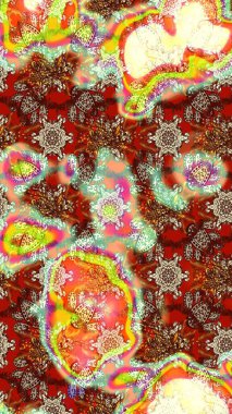 Raster illüstrasyonu. Kahverengi ve nötr renklere karalamalar çizilmiş çiçek deseni.