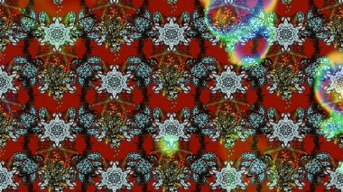 Çizim çiçek deseni duvar kâğıdı olarak kullanılabilir. Kahverengi ve kırmızı renkte çiçekler. Raster illüstrasyonu.