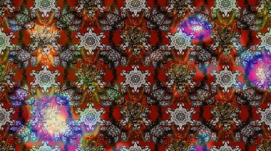 Güzel kumaş deseni. Renkli Yaz Temalı eskiz kalıbı. Raster Illustrasyon 'daki Çiçek Deseni' nin son moda çizimi. Düz Çiçek Elementleri Tasarımı.