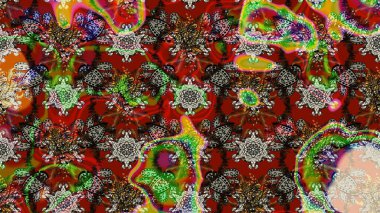 Çizgi çizimi kalıbı. Şirin çiçekler. Raster Moda kumaş deseni.