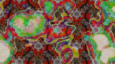 Renkli Bahar Teması eskiz kalıbı. Çiçekli çiçek deseni, suluboya. Raster illüstrasyonu. Yeşil ve gri renkli çiçekler. Düz Çiçek Elementleri Tasarımı.