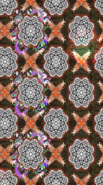 Raster illüstrasyonu. Düz Çiçek Elementleri Tasarımı. Gri ve kahverengi renkte zarif çiçekli suluboya. Renkli Bahar Teması çizim şablonu.