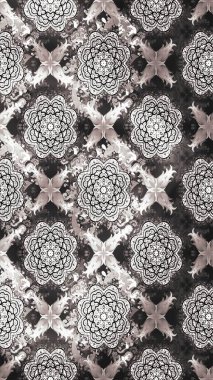 Raster illüstrasyonundaki çiçek desenli çizim. Tarafsız ve gri renkte çiçekler.