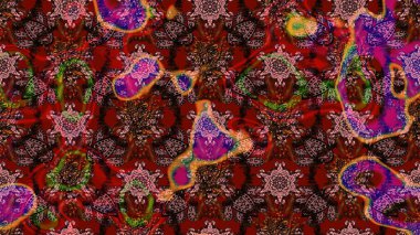 Raster illüstrasyonu. Eskiz tarzı kahverengi ve kırmızı renkler. El yapımı çiçek ve bitki koleksiyonu. Şirin karalamalı çiçek desenli çizim. Raster illüstrasyonu.