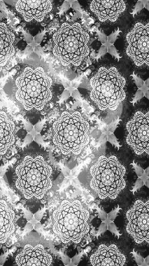 Raster illüstrasyonu. Renkli süs kenarı. Hint süsü. Çizim kalıbı. Tarafsız ve gri renklerde. Çiçek duvar kağıdı.