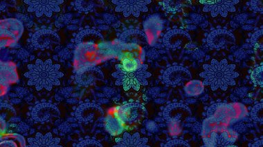 El yapımı çiçek ve bitki koleksiyonu. Raster illüstrasyonu. Şirin karalamalı çiçek desenli çizim. Robot resim tarzı mavi ve siyah renkler. Raster illüstrasyonu.