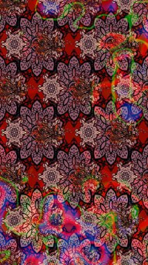 Düz Çiçek Elementleri Tasarımı. Raster illüstrasyonundaki çiçek desenli çizim. Kahverengi ve pembe renkli çiçekler. Renkli Bahar Teması çizim şablonu.