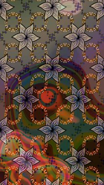 Düz Çiçek Elementleri Tasarımı. Çiçekli, kusursuz bir arkaplan. Çocuk stili. Renkli Bahar Teması Kusursuz Arkaplan.