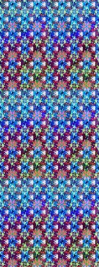 Raster illustration. Sketch floral pattern with doodles flowers on blue and purple colors.